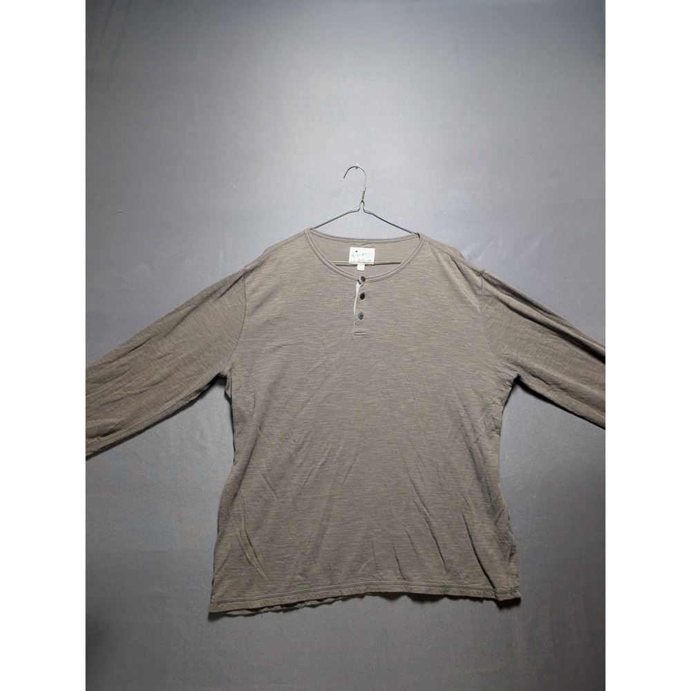 Lucky Brand Henley Shirt Men Large Gray Heather Relaxed Fit Long Sleeve Pullover